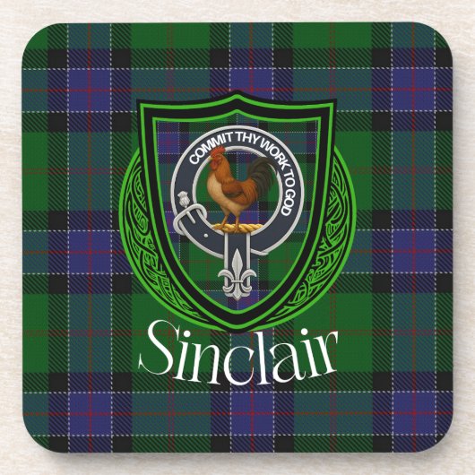 Sinclair Scottish Clan Tartan & Crest コースター (正面)