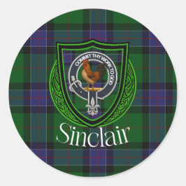 Sinclair Scottish Clan Tartan & Crest ラウンドシール