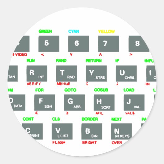 Sinclair ZXスペクトラムキーボード鍵 ラウンドシール (正面)