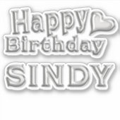 Sindy Happy Birthday silver Aufkleber Sticker シール (正面)