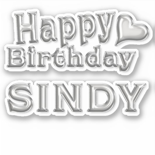 Sindy Happy Birthday silver Aufkleber Sticker シール (正面)