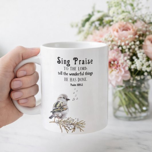 Sing Praise to the Lord Psalm 105:2 Bird Scripture コーヒーマグカップ