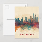 Singapore city retro Skyline ポストカード (正面/裏面)