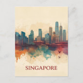 Singapore city retro Skyline ポストカード (正面)
