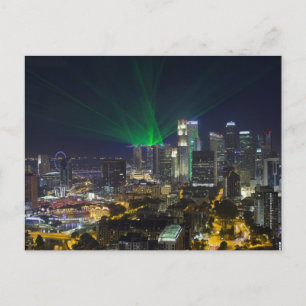 Singapore City Skylineアットナイトポストカード ポストカード