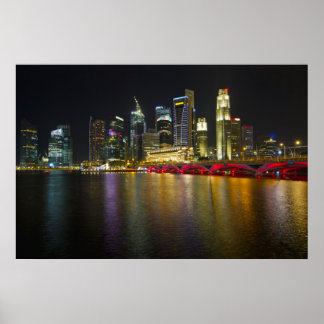 Singapore Cityscape at Night Poster ポスター