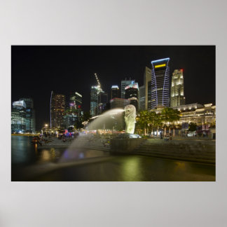 Singapore Cityscape at Night Poster ポスター