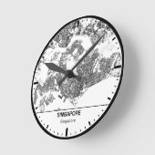 Singapore Clock City Line Art ラウンド壁時計 (傾斜)