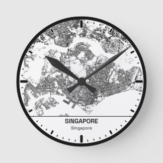 Singapore Clock City Line Art ラウンド壁時計