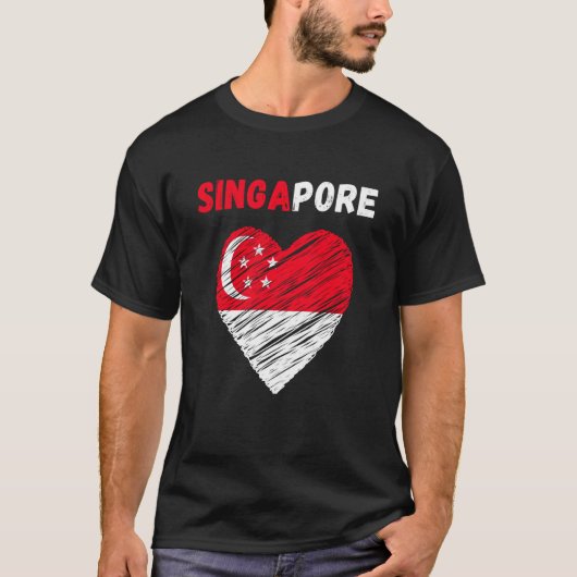 Singapore Flag Holiday Singapore Heart Singaporean Tシャツ (正面)