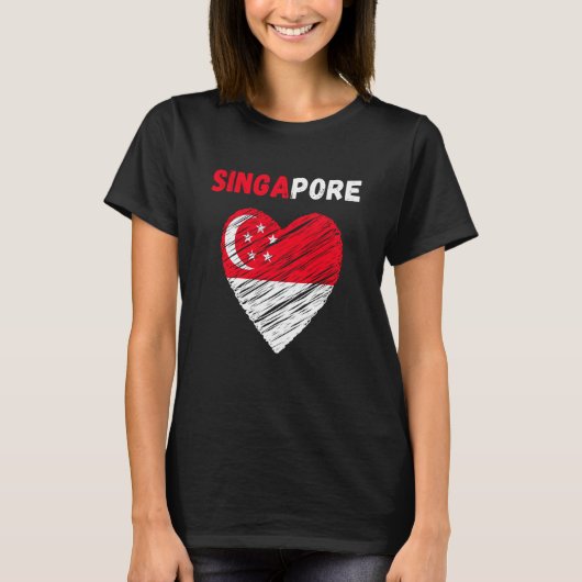 Singapore Flag Holiday Singapore Heart Singaporean Tシャツ (正面)