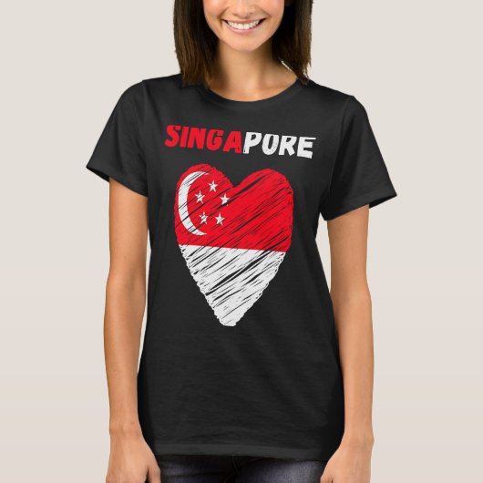 Singapore Flag Holiday Singapore Heart Singaporean Tシャツ (正面)