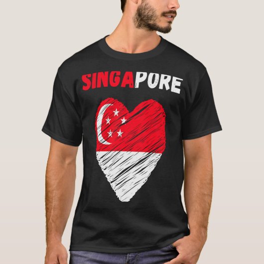 Singapore Flag Holiday Singapore Heart Singaporean Tシャツ (正面)