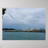 Singapore Harbor and Port Cranes ポスター (正面)