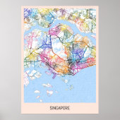 Singapore Map ポスター (正面)