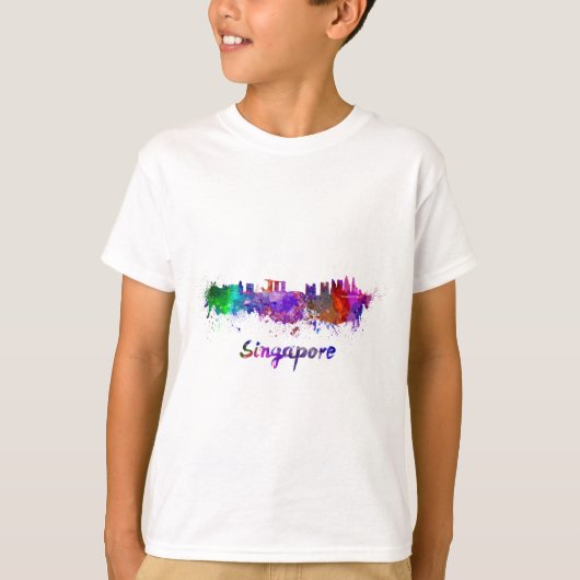 Singapore skyline in watercolor tシャツ (正面)