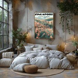 Singapur: Arte de Línea con coordenadas. ポスター