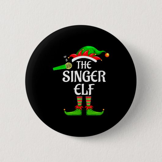 Singer Elf Matching Family Group Christmas Party P 缶バッジ (正面)