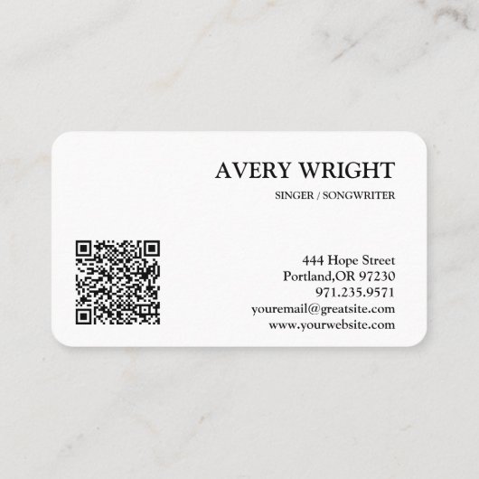 Singer Musician Photo Black & White Modern Music 名刺 (裏面)