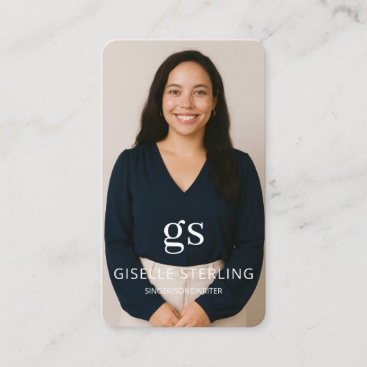 Singer Songwriter Photo QR Code Professional 名刺 (正面)