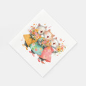 Singing Cats Holding Bouquets スタンダードランチョンナプキン (角)