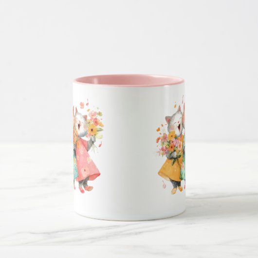 Singing Cats Holding Bouquets マグカップ (中央)
