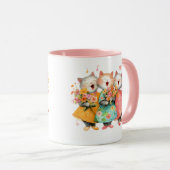 Singing Cats Holding Bouquets マグカップ (正面右)