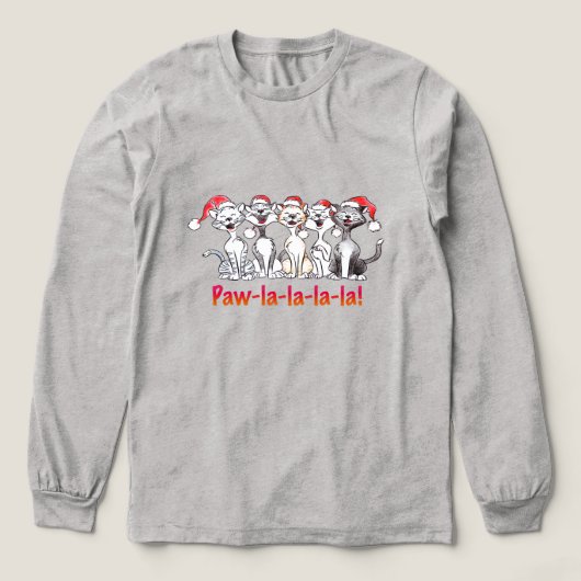 Singing Christmas Cats with Santa Hats トライブレンドＴシャツ (デザイン正面)