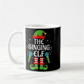Singing Elf Christmas Family Men Women Kids Elf Sq コーヒーマグカップ (左)