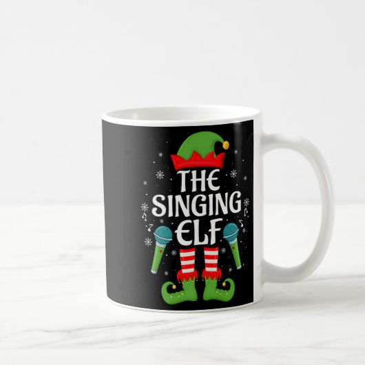 Singing Elf Christmas Family Men Women Kids Elf Sq コーヒーマグカップ (右)