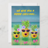 Singing Lady Pineapples Tropical Flat Holiday Card シーズンカード (正面)