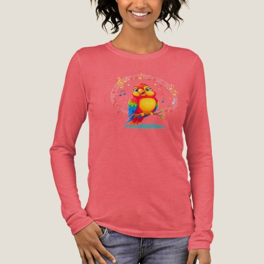 **Singing Parrot – Cute Parrot Singing Illustratio トライブレンドＴシャツ (正面)