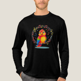 **Singing Parrot – Cute Parrot Singing Illustratio トライブレンドＴシャツ