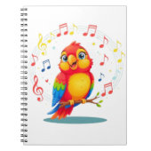 **Singing Parrot – Cute Parrot Singing Illustratio ノートブック (正面)