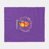 **Singing Parrot – Cute Parrot Singing Illustratio フリースブランケット (正面(横))