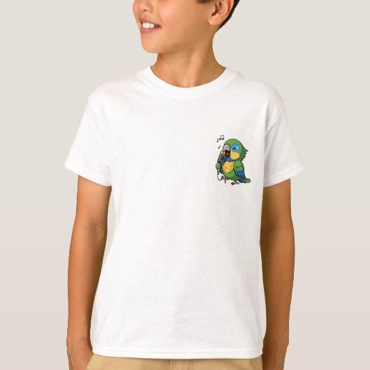 Singing Parrot Musical Cartoon Bird Kids Tシャツ (正面)