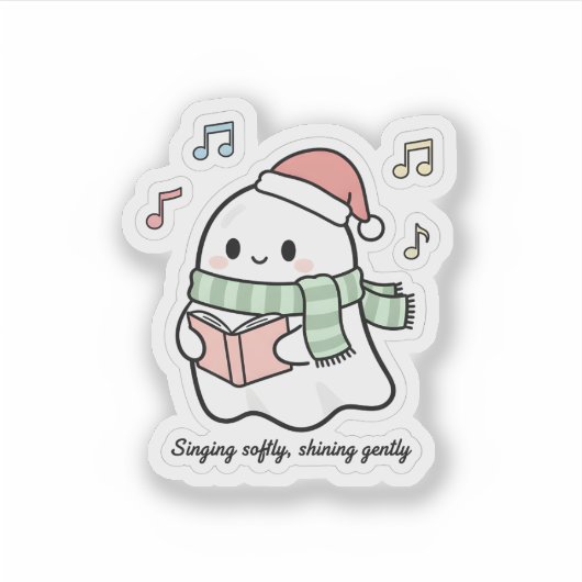 Singing Softly Shining Gently Sticker | Cute Ghost シール (正面)