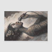 Singing Woman with Music Tattoos Decoupage 薄葉紙 (正面)