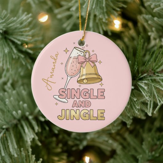 Single and Jingle Funny Christmas Ornament Gift セラミックオーナメント (ツリー)