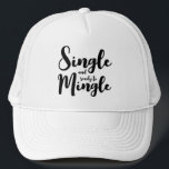 Single and ready to mingle divorce party キャップ<br><div class="desc">Single and ready to mingle divorce party Trucker Hat for women. Cute hand lettered design with script typography. Custom caps for single ladies. Great for Las Vegas girls weekend,  trips,  gatherings,  parties and more.</div>