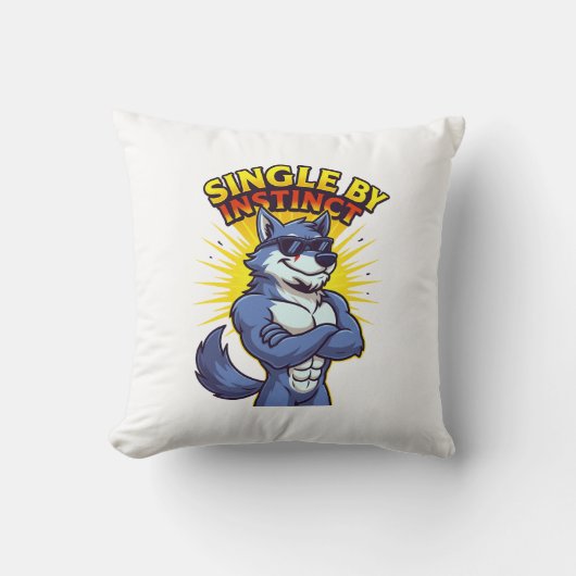 Single by Instinct – Cool Wolf Cartoon Funny クッション (正面)