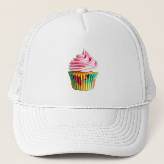 Single Cupcake with Pink and White Frosting キャップ (正面)