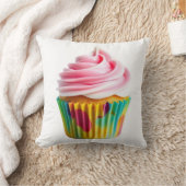 Single Cupcake with Pink and White Frosting クッション (ブランケット)