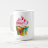 Single Cupcake with Pink and White Frosting コーヒーマグカップ (正面左)
