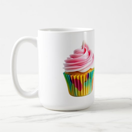 Single Cupcake with Pink and White Frosting コーヒーマグカップ (左)
