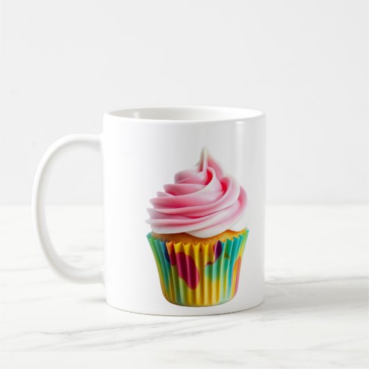 Single Cupcake with Pink and White Frosting コーヒーマグカップ (左)