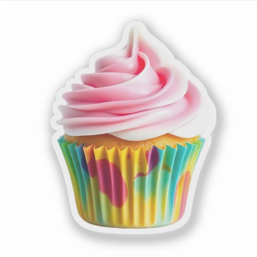 Single Cupcake with Pink and White Frosting シール (正面)