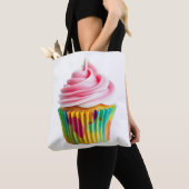 Single Cupcake with Pink and White Frosting トートバッグ (クローズアップ)