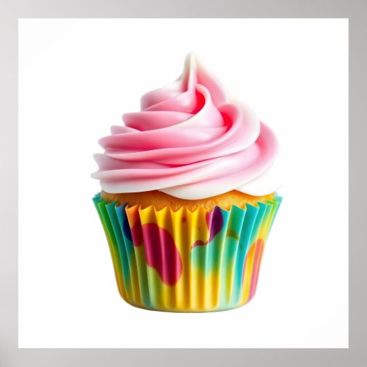 Single Cupcake with Pink and White Frosting ポスター (正面)