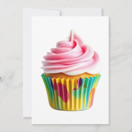 Single Cupcake with Pink and White Frosting 招待状 (正面)